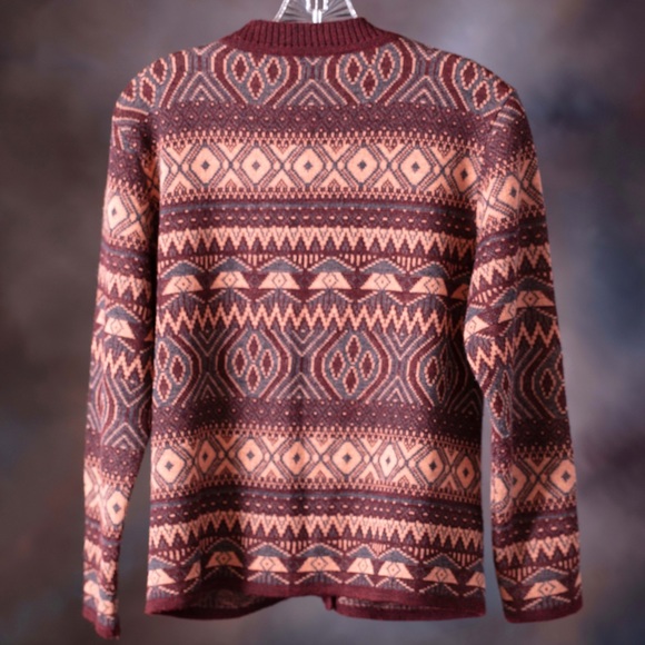 Inca's 100% Alpaca wool tribal print button down sweater Medium - Picture 5 of 6